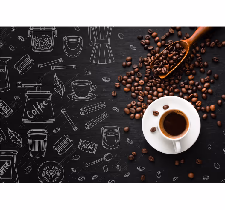 Mural de frases elementos de la cultura del café - TenVinilo