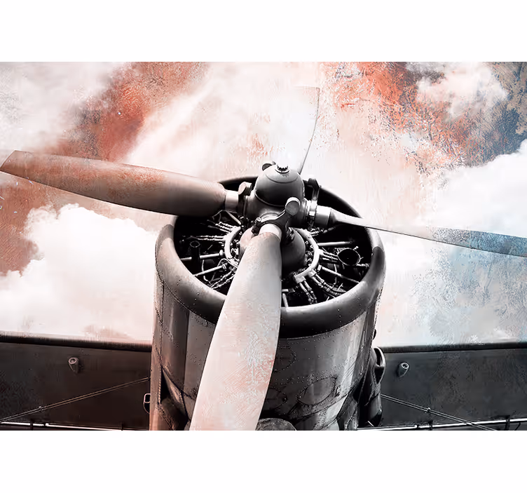 Mural de vehículos hélice de avión vintage - TenVinilo