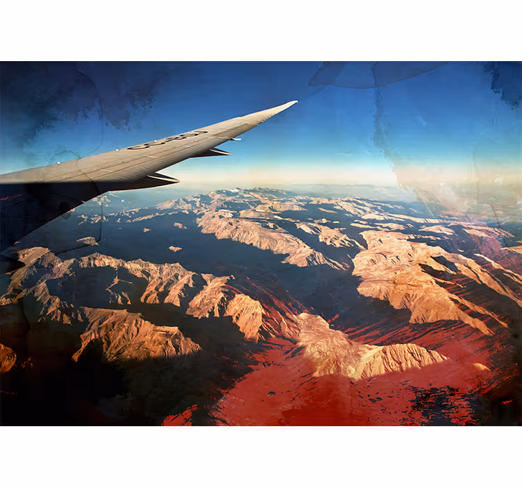 Mural de vehículos vista aérea de montañas - TenVinilo