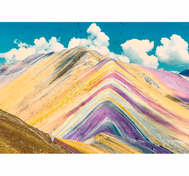 Mural de paisajes picos de montañas coloridas - TenVinilo