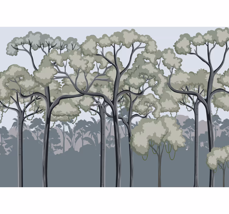 Mural de bosque dosel de árboles sereno - TenVinilo