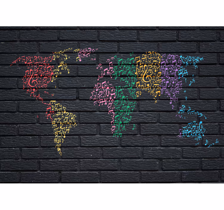 Mural de música mapa del mundo musical - TenVinilo