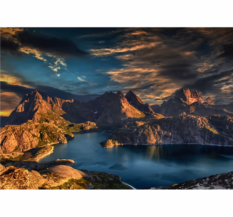 Fotomural naturaleza Paisaje noruego mar y montañas - TenVinilo