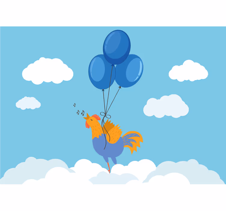 Mural infantil globos del gallo cantor - TenVinilo