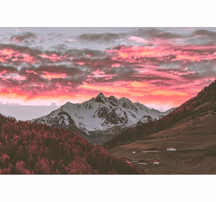 Mural de montañas atardecer impresionante en montañas - TenVinilo