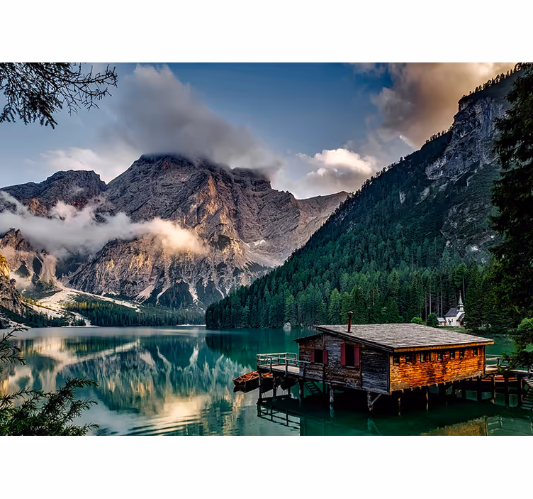 Mural de paisajes escapada al lago de montaña - TenVinilo