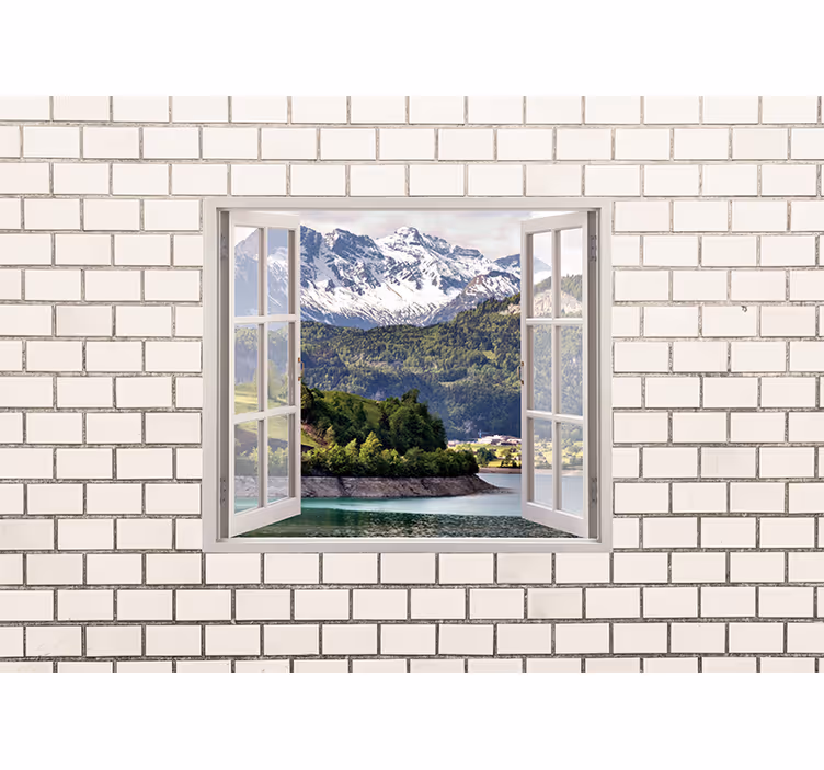 Mural de paisajes escape a la vista de montañas - TenVinilo