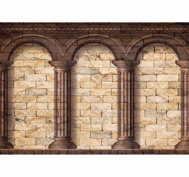 Mural arte clásico columnas de piedra arqueadas - TenVinilo