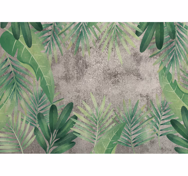 Fotomural flores Plantas tropicales en imitación de hormigón - TenVinilo