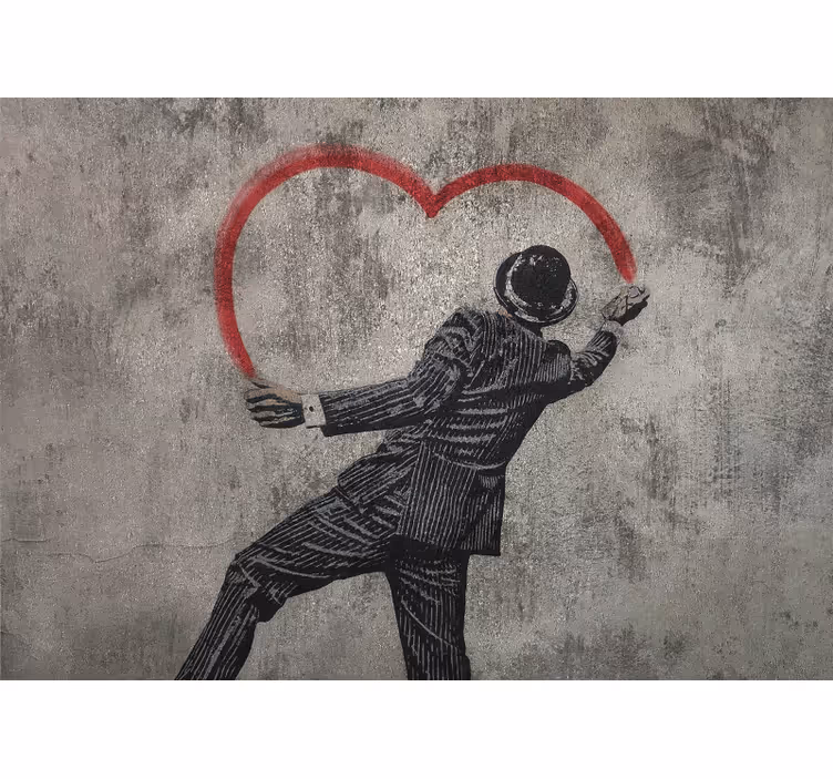 Mural de amor caballero elegante dibujando un corazón - TenVinilo