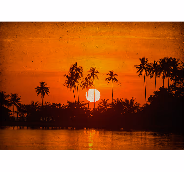 Mural de paisajes atardecer tropical - TenVinilo