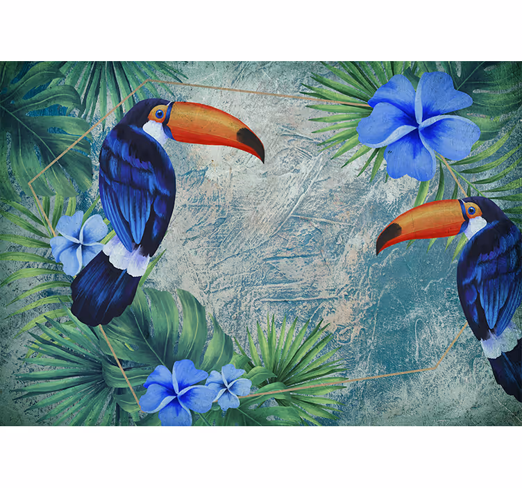 Mural de animales tucanes tropicales duo - TenVinilo