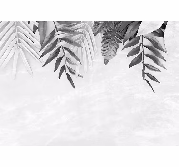 Mural de naturaleza patrones de hojas monocromas - TenVinilo