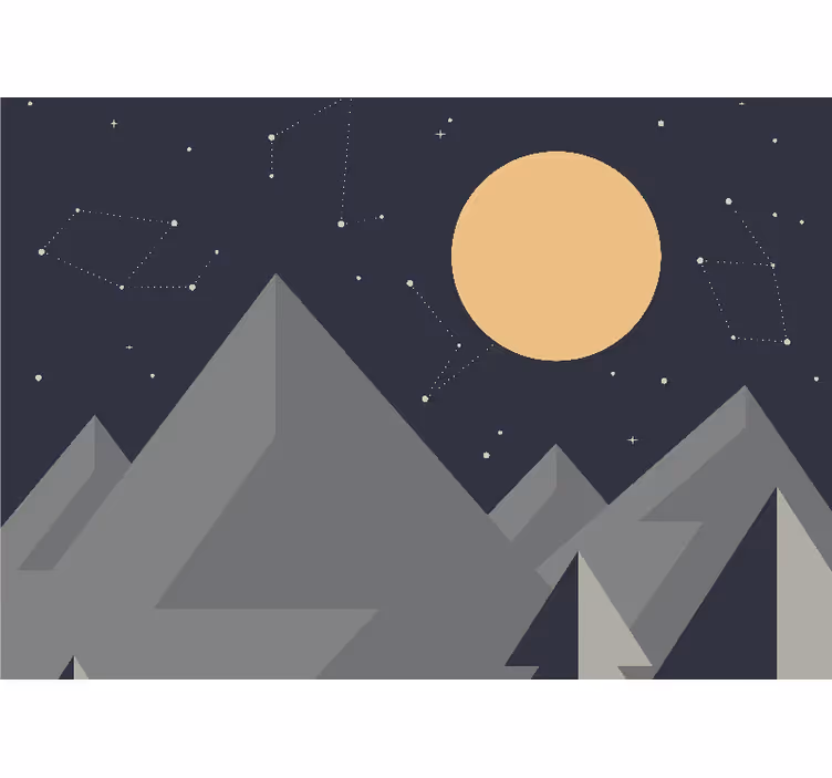 Mural del espacio picos montañosos iluminados por la luna - TenVinilo