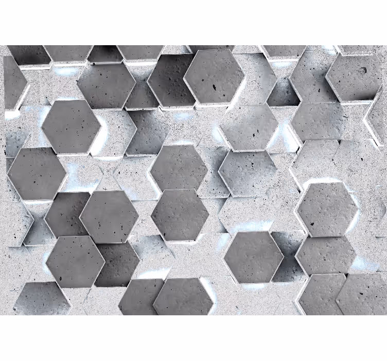 Mural de textura patrón de concreto hexagonal - TenVinilo
