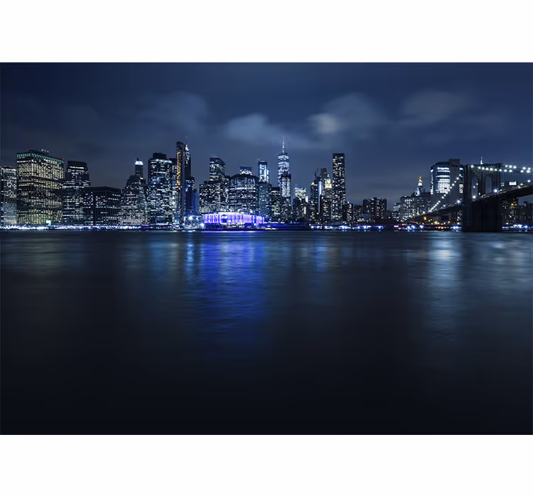 Mural new york paisaje nocturno de nueva york - TenVinilo