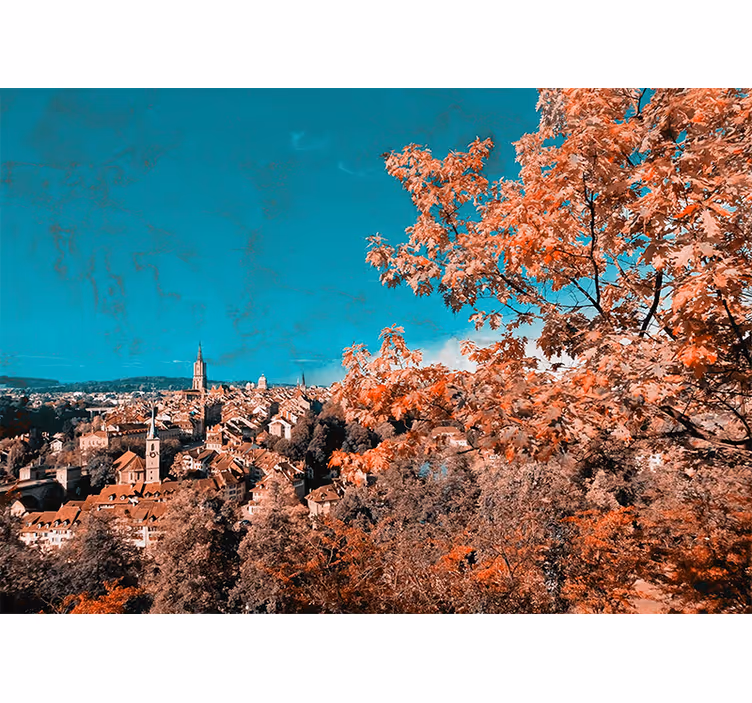 Mural de paisajes paisaje vibrante de otoño - TenVinilo