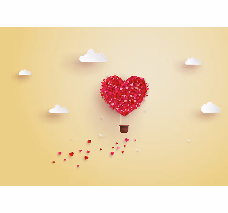 Mural de amor aventura con globos de corazón - TenVinilo