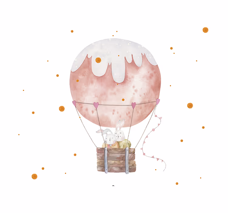 Mural de amor aventura del globo del conejito - TenVinilo