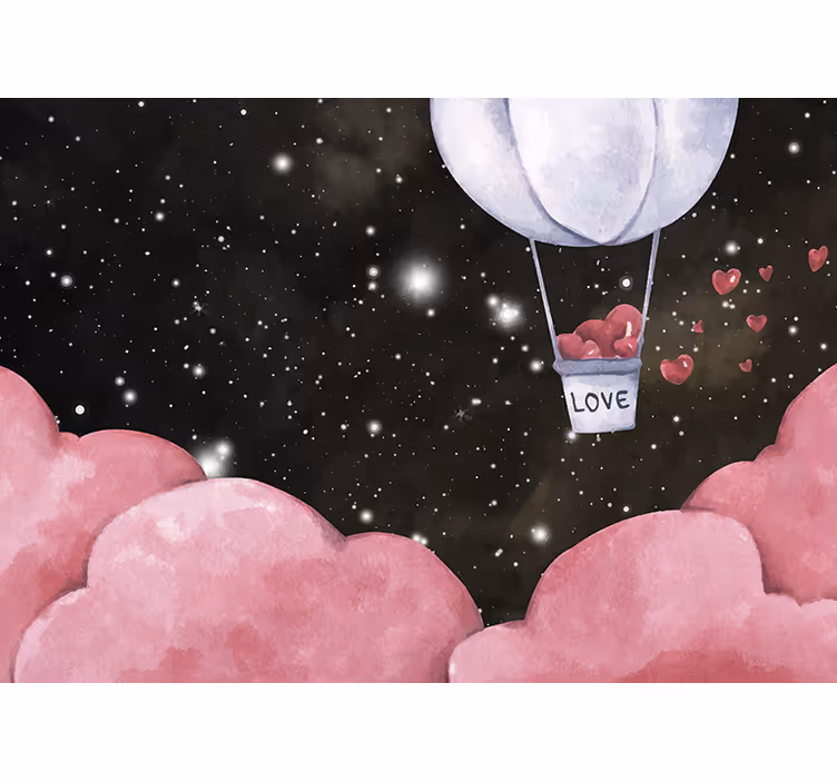 Mural infantil Globos de aire caliente rosa - TenVinilo