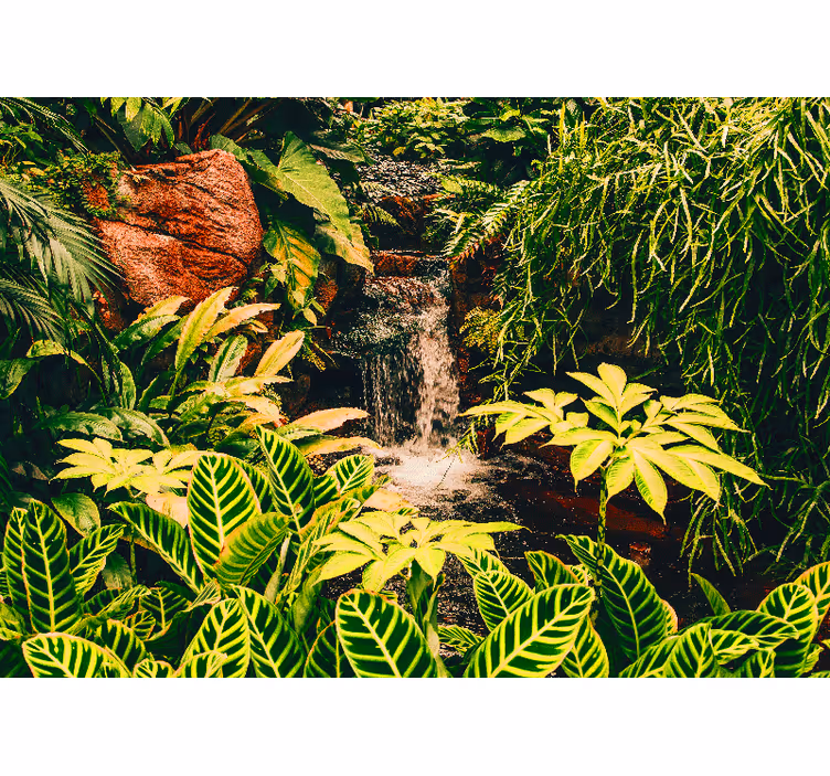 Mural para salón Paisaje de selva y hojas - TenVinilo