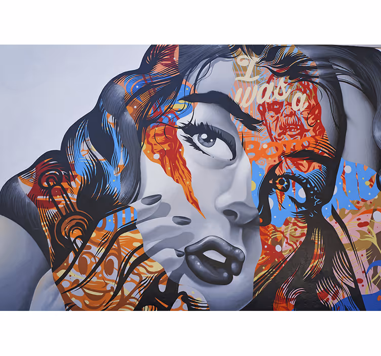 Fotomural arte urbano Arte pop mujer retrato graffiti - TenVinilo