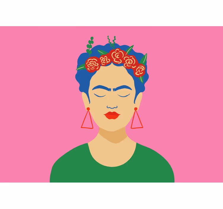 Mural de gente retrato de frida kahlo - TenVinilo