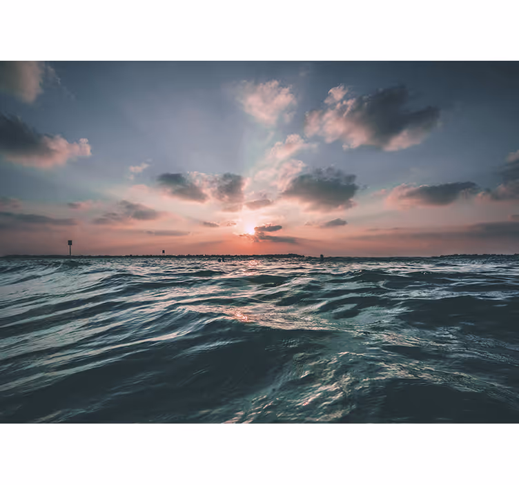 Mural de mar atardecer sobre las olas - TenVinilo