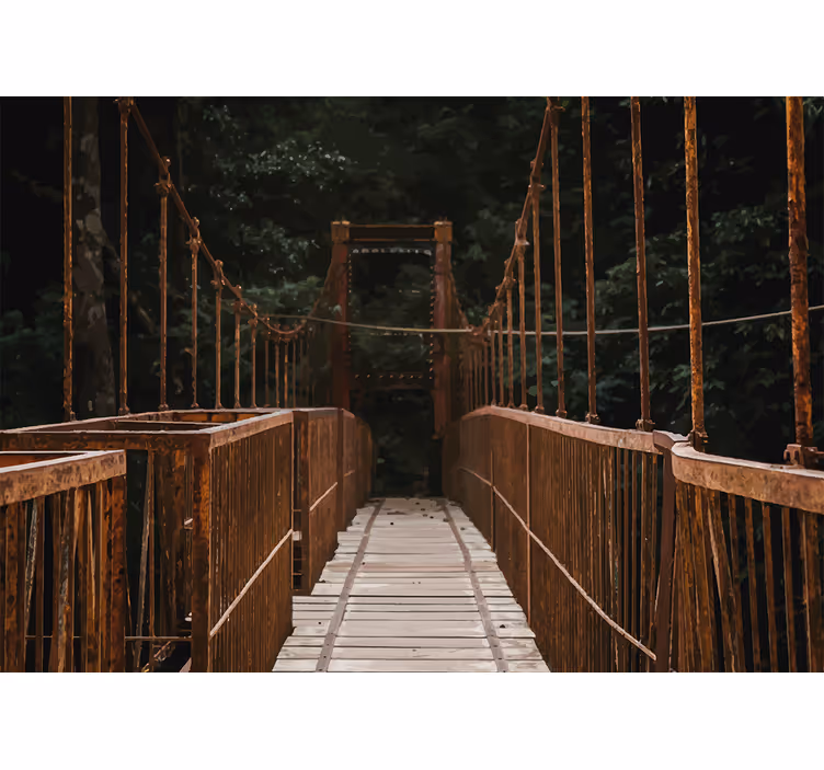 Fotomural 3D Puente de cuerda selva tropical - TenVinilo