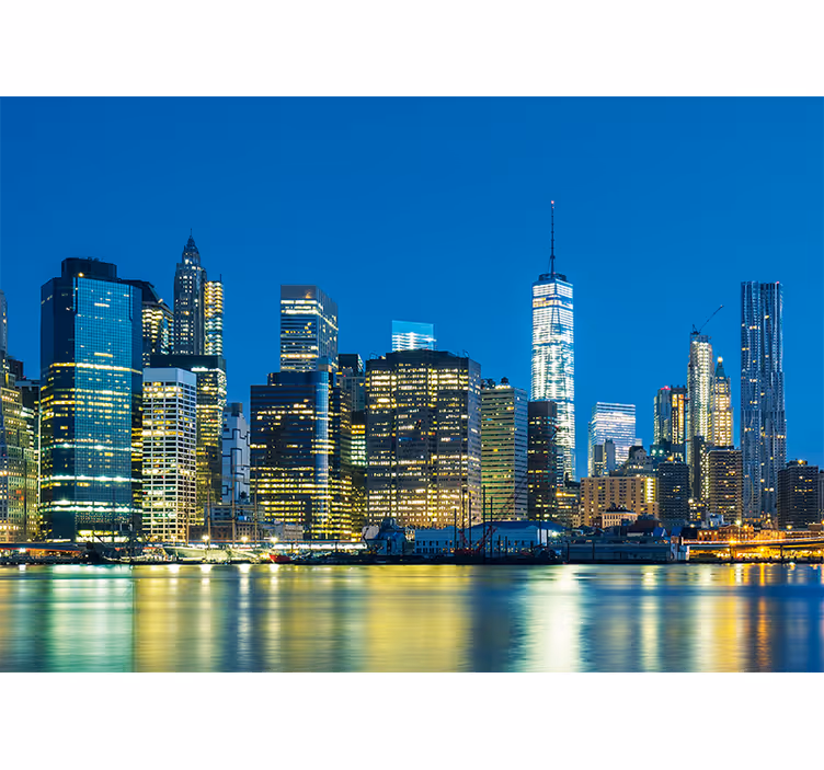 Fotomural Nueva York Rascacielos de manhattan iluminados - TenVinilo