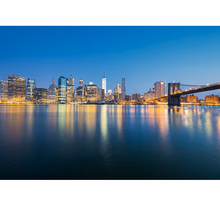 Mural new york puente de brooklyn y skyline urbano - TenVinilo