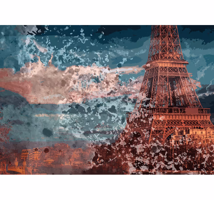 Mural de parís skyline de la torre eiffel - TenVinilo