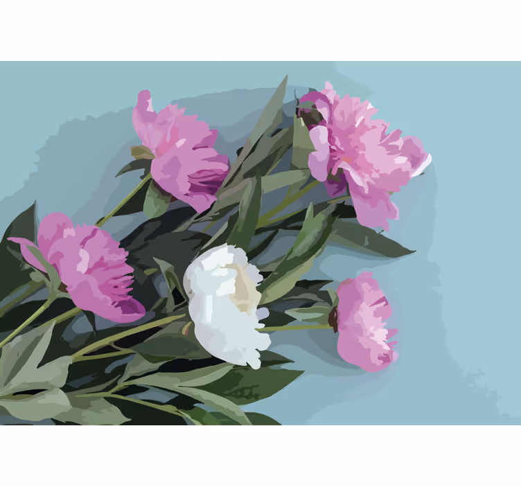 Mural de flores arreglo de flores de peonía - TenVinilo