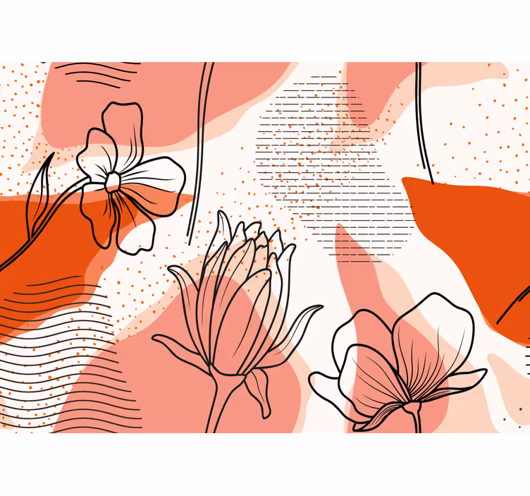 Mural de flores arte lineal floral - TenVinilo