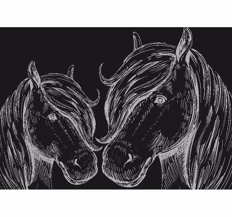 Mural de animales retratos elegantes de caballos - TenVinilo