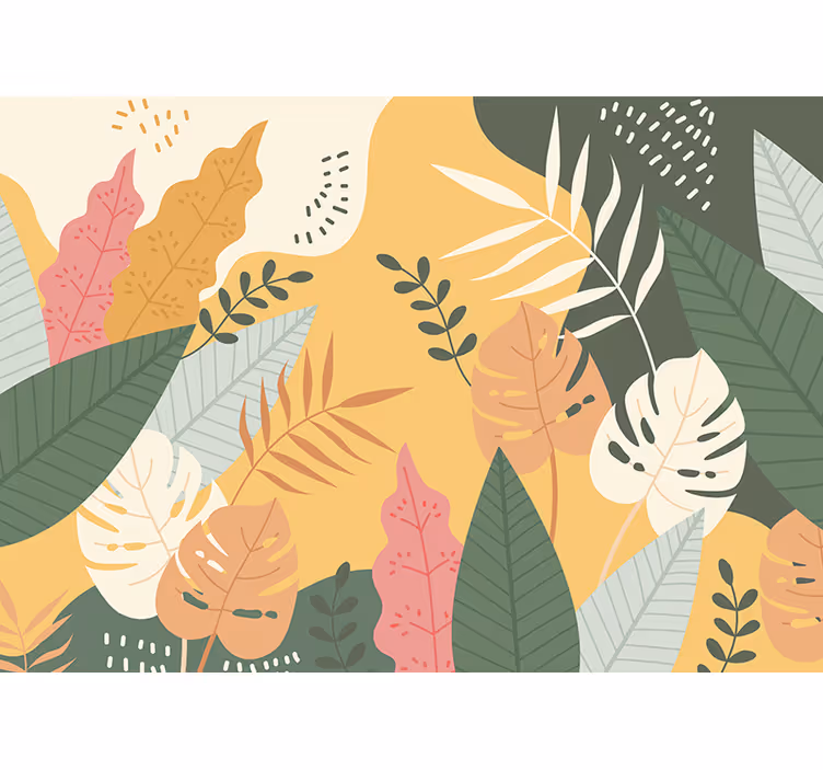 Fotomural de bosque Pintura con plantas exóticas - TenVinilo