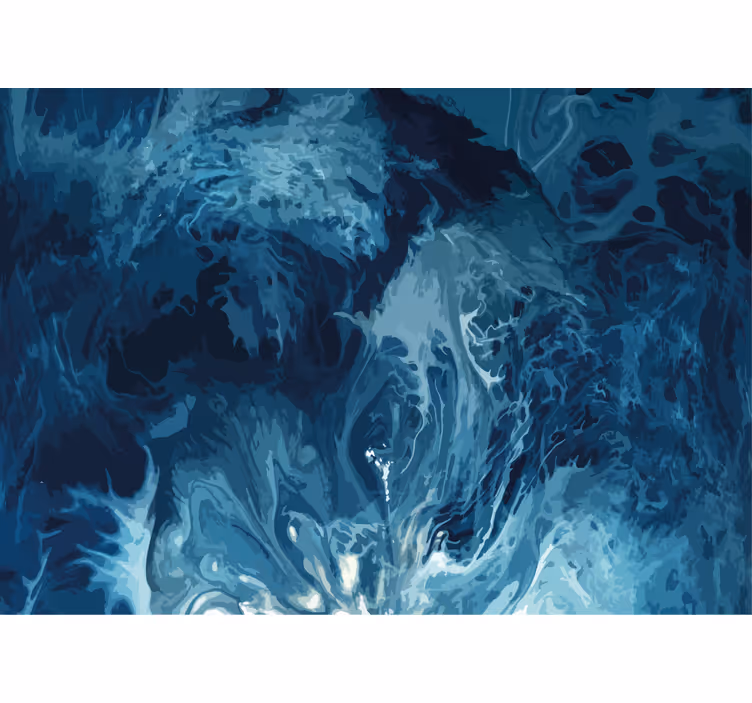 Fotomural baño Tonos azules ondas de acuarela - TenVinilo