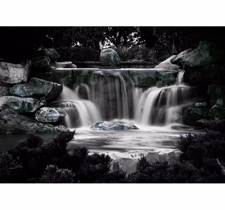 Fotomural de cascada Paisaje blanco y negro - TenVinilo