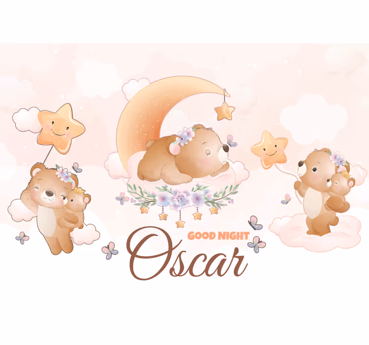 Mural para bebé colección oso dormilón - TenVinilo