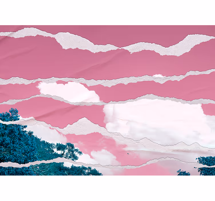 Mural abstracto capas de nubes desgarradas - TenVinilo
