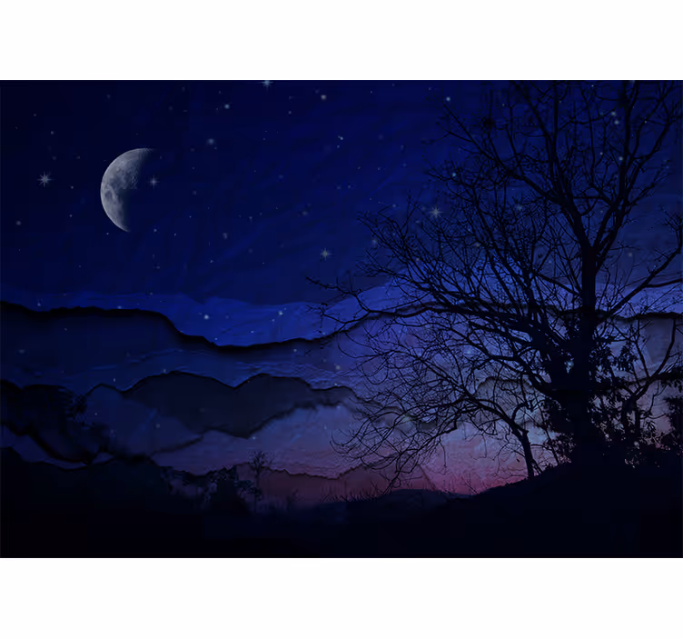 Fotomural cielo Paisaje nocturno original con luna - TenVinilo