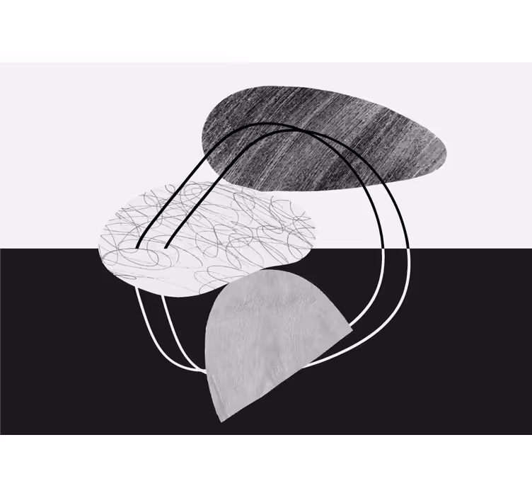 Mural abstracto formas geométricas monocromáticas - TenVinilo