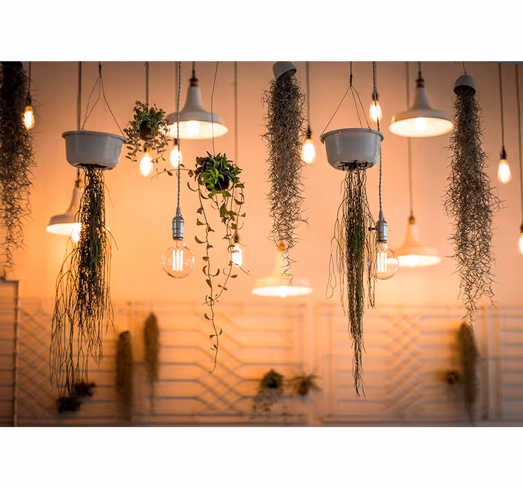 Mural de naturaleza acentos de vegetación colgante - TenVinilo