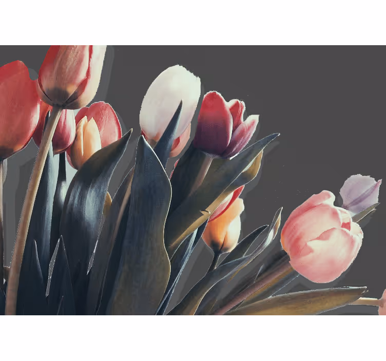 Mural de flores exhibición de tulipanes - TenVinilo