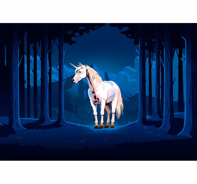 Mural de fantasía escena de unicornio majestuoso - TenVinilo