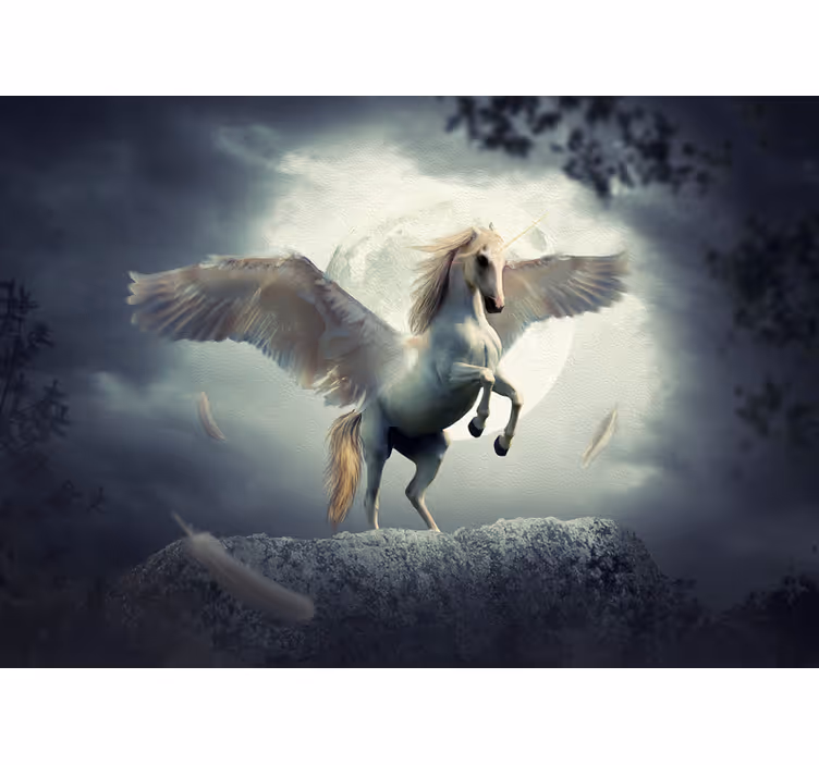 Mural de fantasía unicornio volador soñador - TenVinilo