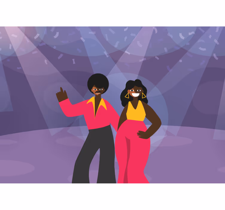 Mural de música pareja bailando en disco - TenVinilo