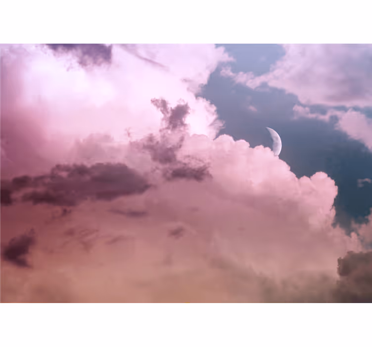 Fotomural cielo noche de luna entre nubes - TenVinilo