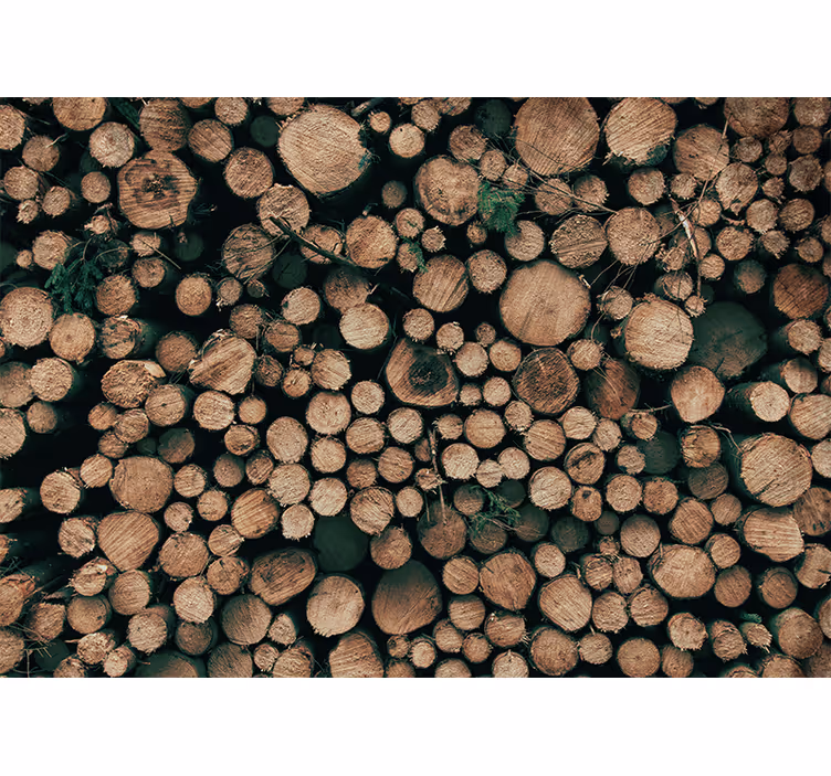 Mural efecto piedra troncos de madera - TenVinilo