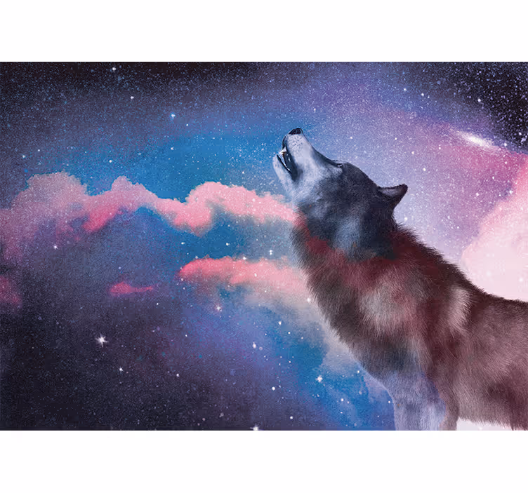 Mural de animales lobo aullador en silueta - TenVinilo